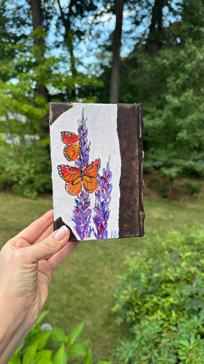 Reserved SOLO LIVE Small handmade original art journal with crane