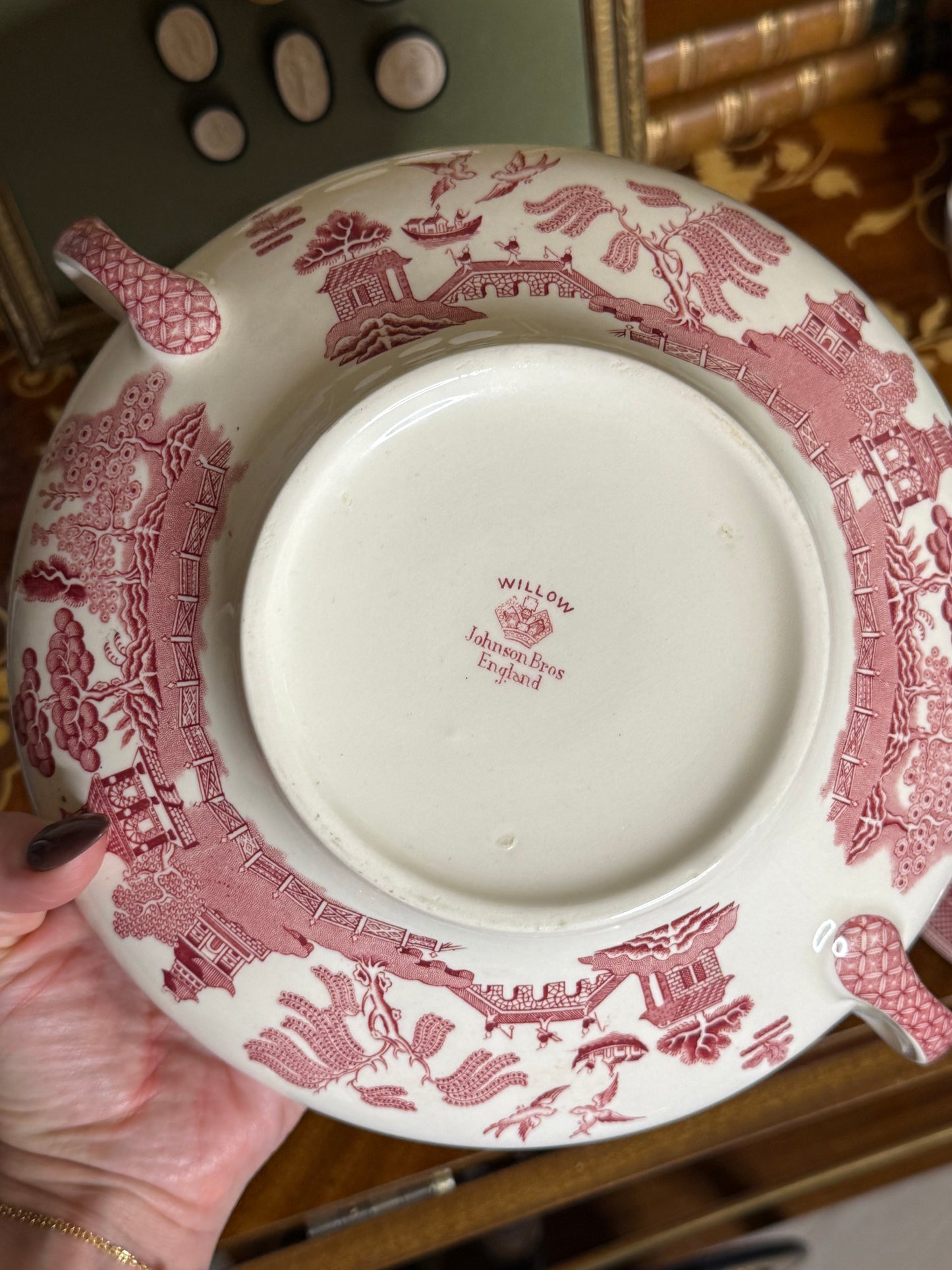 RESERVED - THERESA - RED WILLOW COVERED VEGETABLE DISH