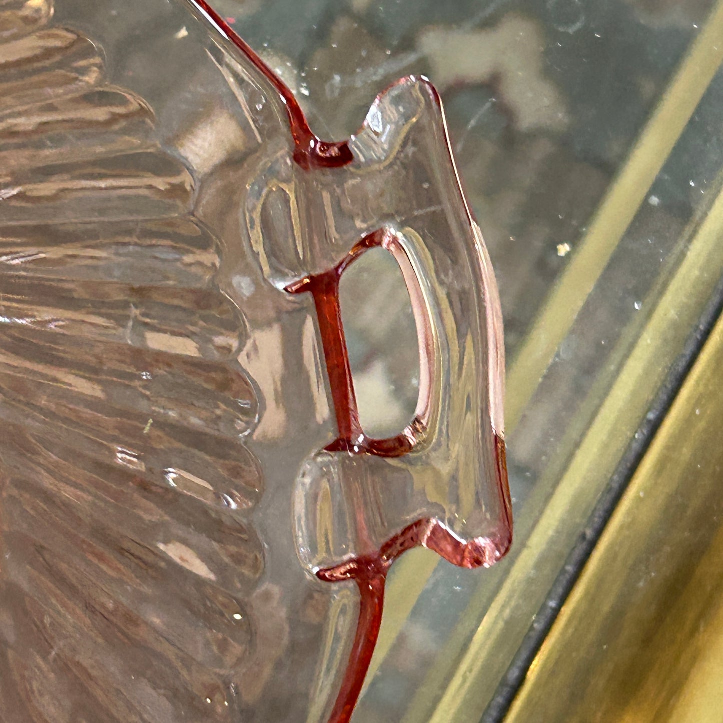 Beautiful pink glass vintage bowl centerpiece