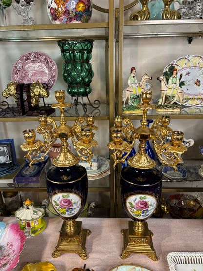 Stunning 22” candelabras French porcelain pair!