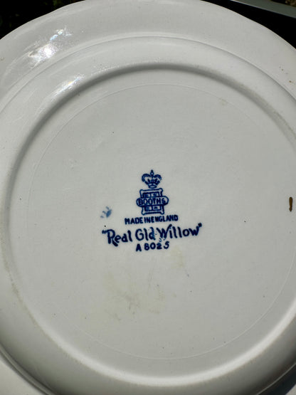 Vintage Booths Real Old Willow Plate Blue Transferware with Scalloped Gilded Border | England