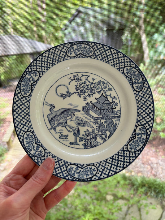 Vintage blue and white crane plate!