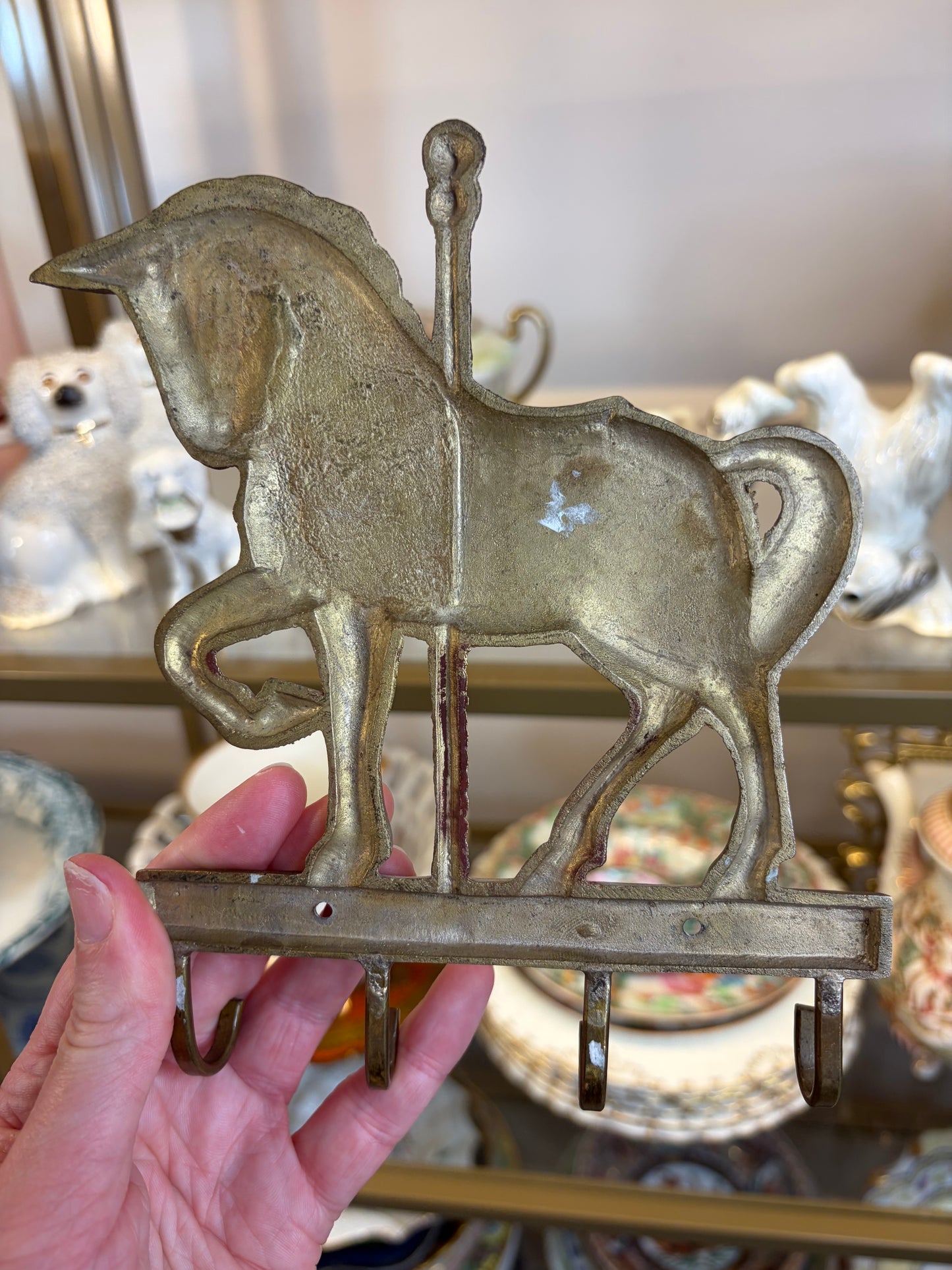 Lovely carousel horse brass key rack!