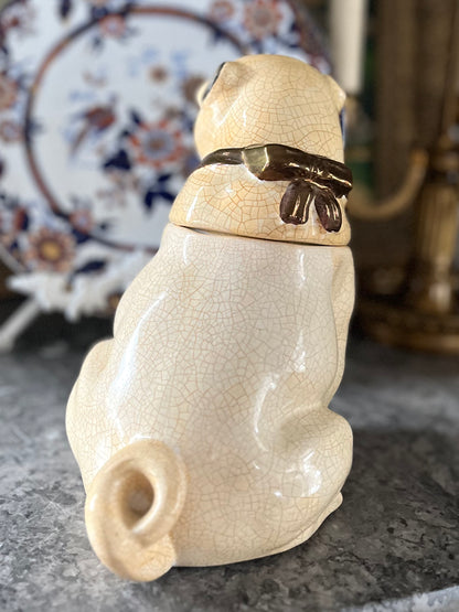 Fabulous Antique Staffordshire Pug Tobacco Jar – 19th Century English Pottery