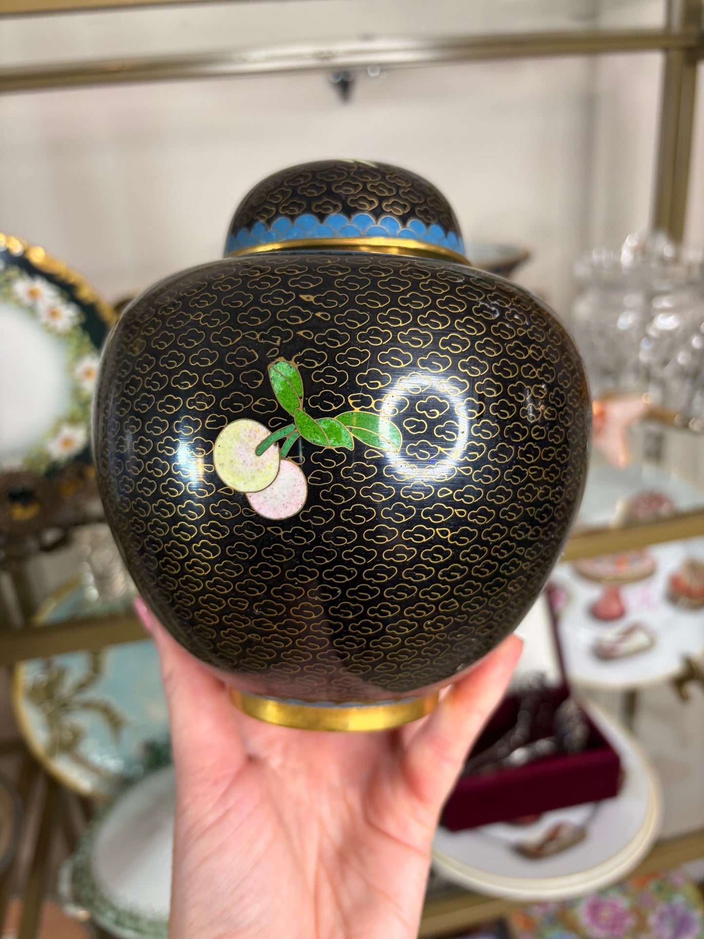Lovely cloisonné lidded jar!