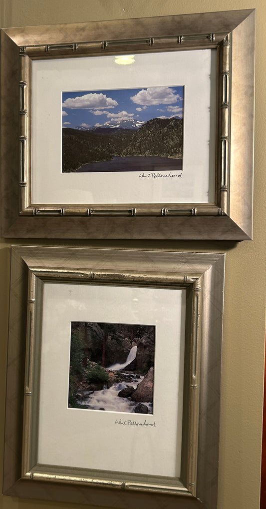 Pair of signed Colorado photos bamboo frames