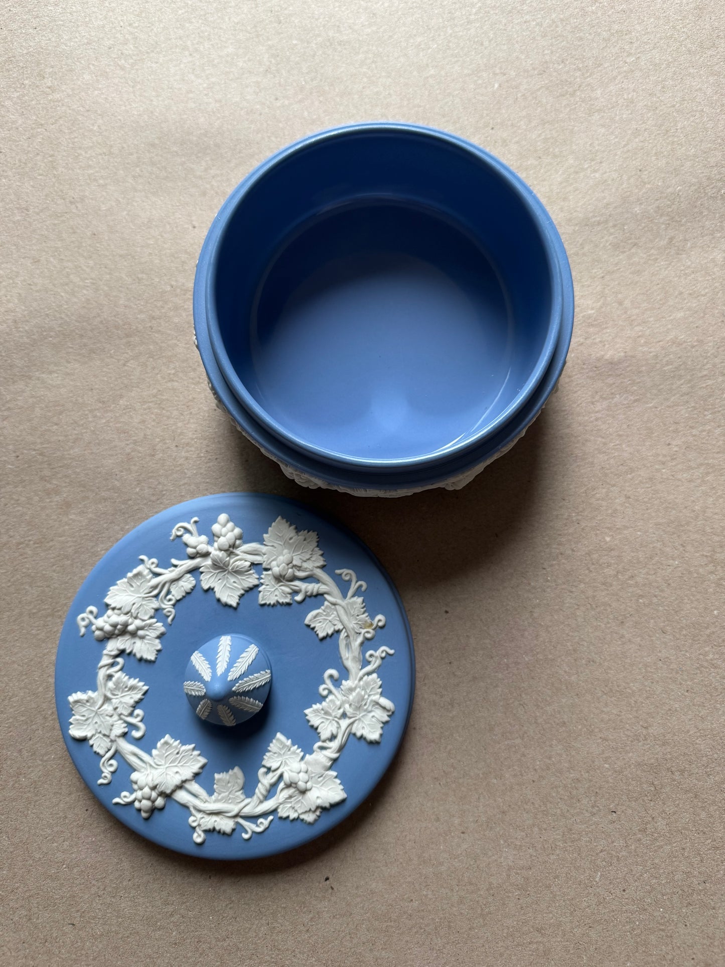 Light blue Wedgewood vintage ornate trinket box 5 inches