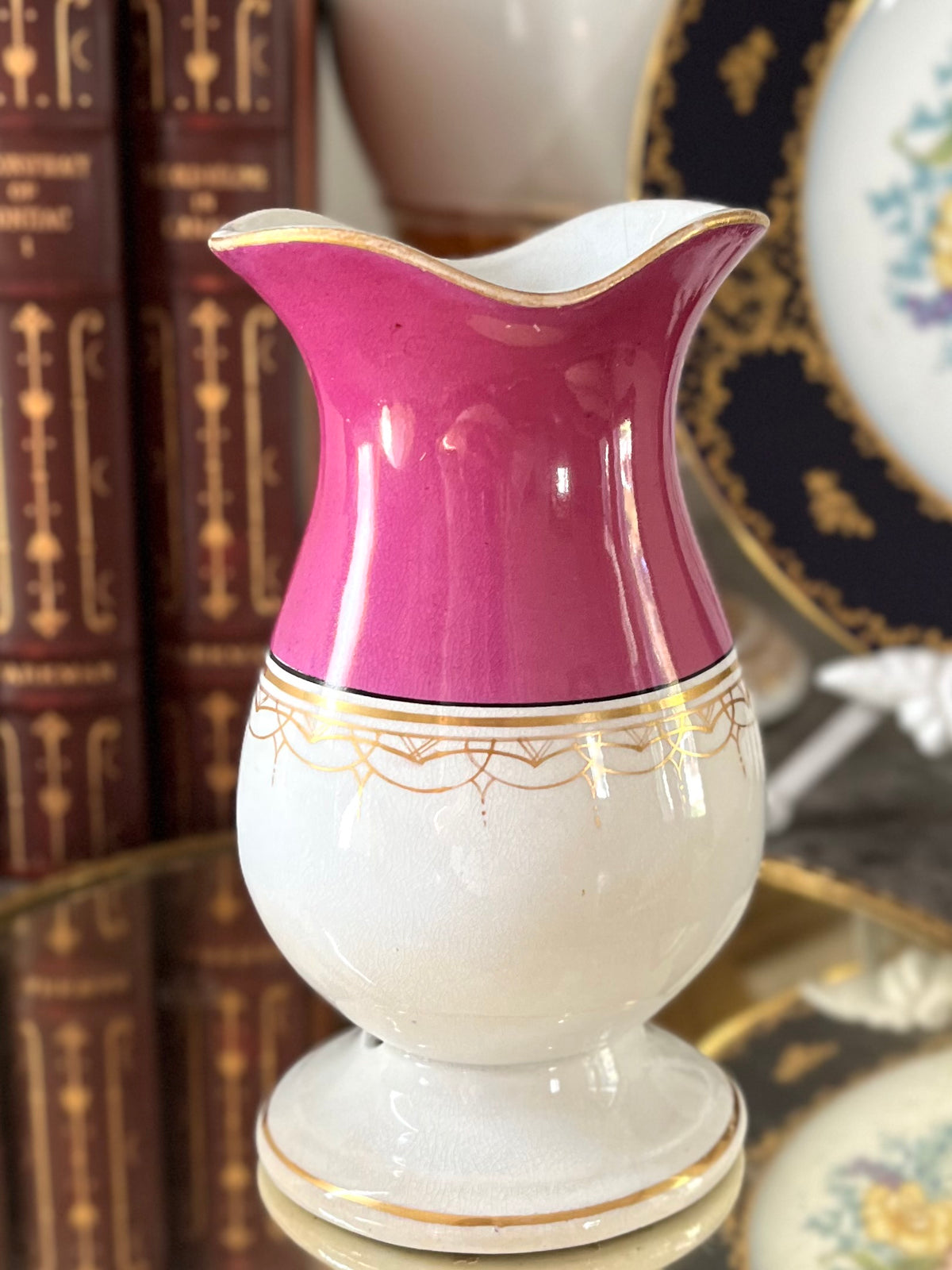 Live 09/15 19th Century Ott & Brewer Etruria Pink Porcelain Bathroom Vanity Set 1871-1874