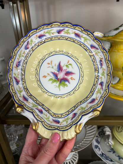 Gorgeous vintage Chelsea House hand-painted botanical porcelain scalloped dish!