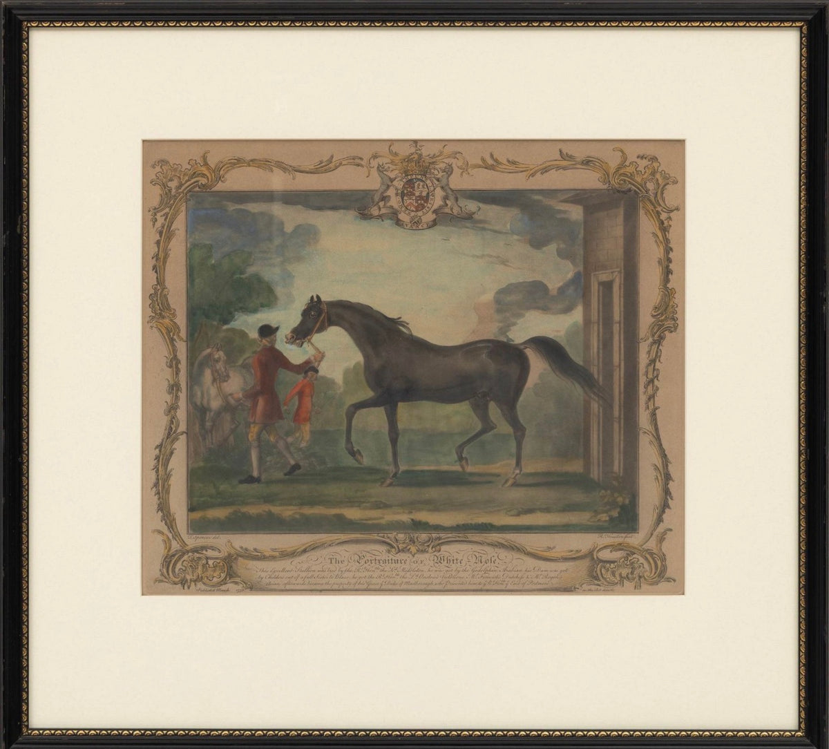 Thomas Spencer After | Richard Houston Engraved Hand-Colored Equestrian Portraits, Pair | c.1750s | Framed 19.5” H × 21.25” W