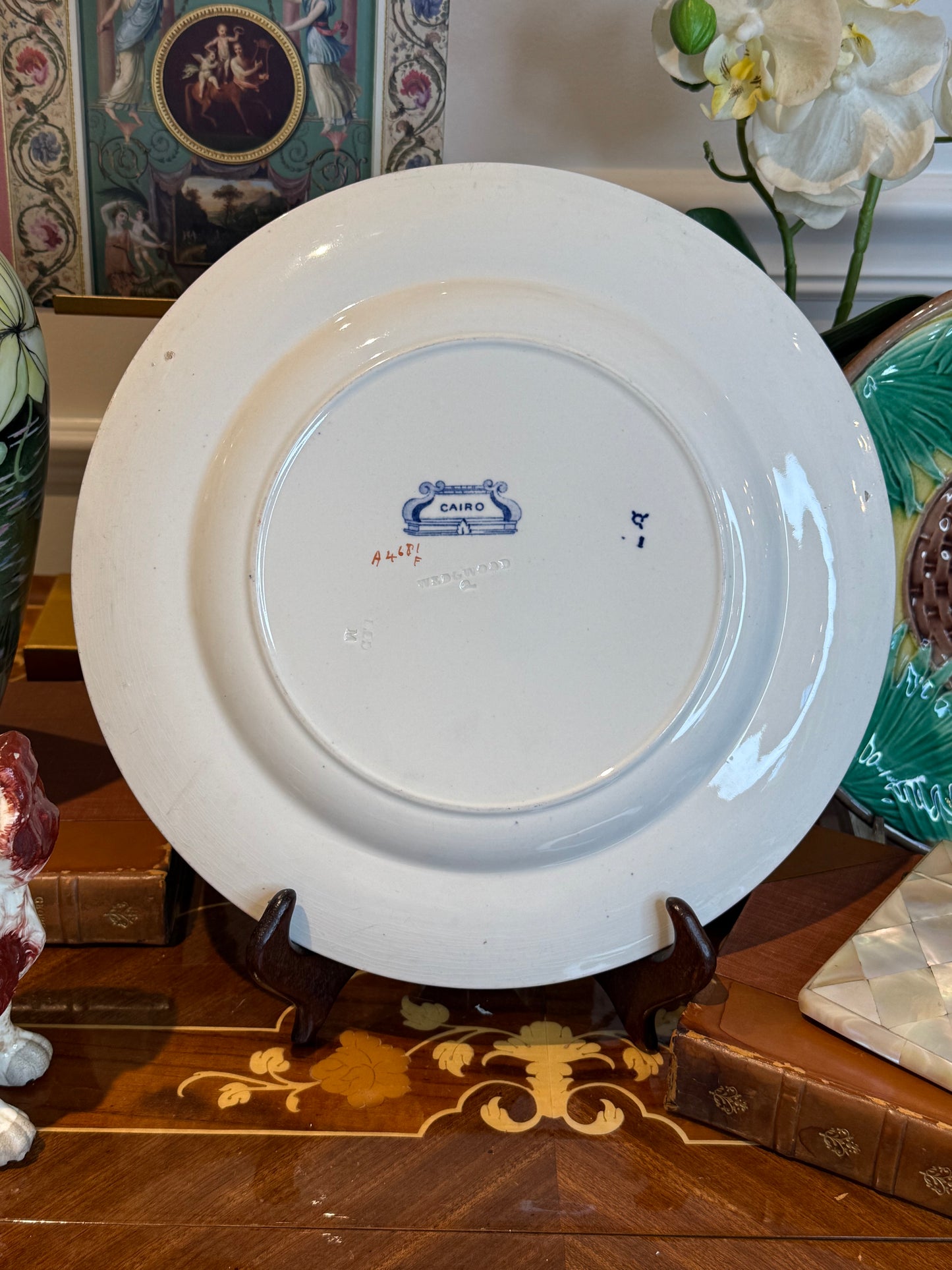 Antique Wedgwood Cairo Transferware Plate 10.25” – Polychrome Scenic & Floral Design