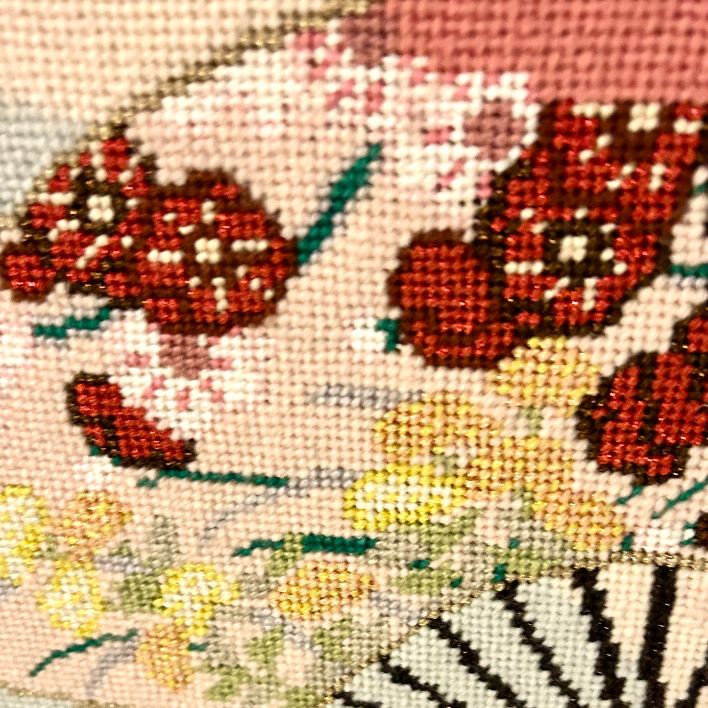 Absolutely stunning massive custom needlepoint vintage art gold custom frame 41 x 29