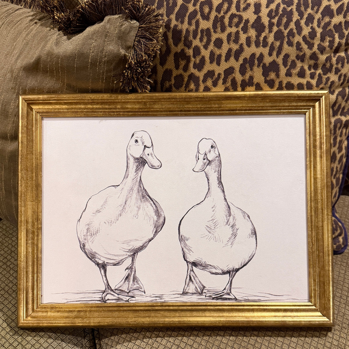 Chic mallard art perfect for gallery wall gold framing