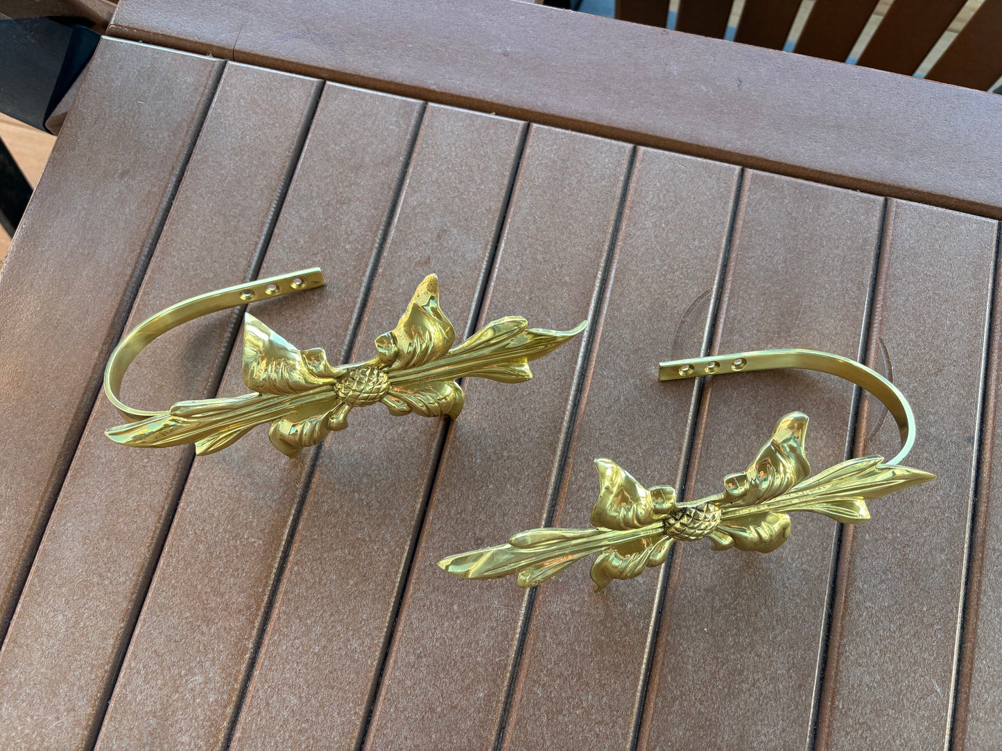 Gorgeous pair of large brass curtain tie backs!