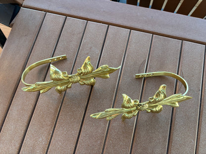Gorgeous pair of large brass curtain tie backs!