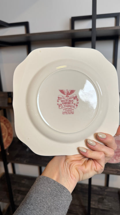 Vintage Johnson bros historic plate the Capitol red transferware