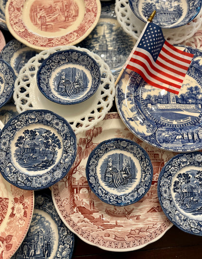 Vintage Liberty Blue “Betsy Ross” Berry Bowl | Enoch Wedgwood | Bicentennial Transferware