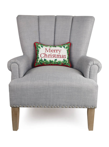 Merry Christmas Embroidered Pillow
