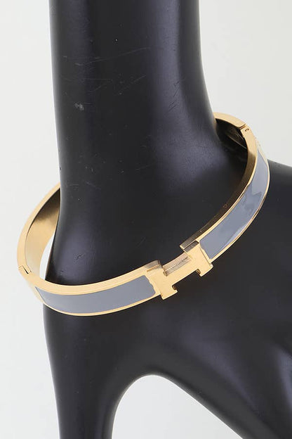 Bright H Cuff Bracelet BDBA327: Gold navy