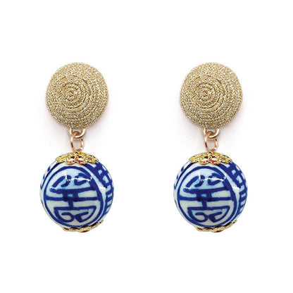 Blue & Neon Pink Thread Earrings | Lightweight Statement Dangle