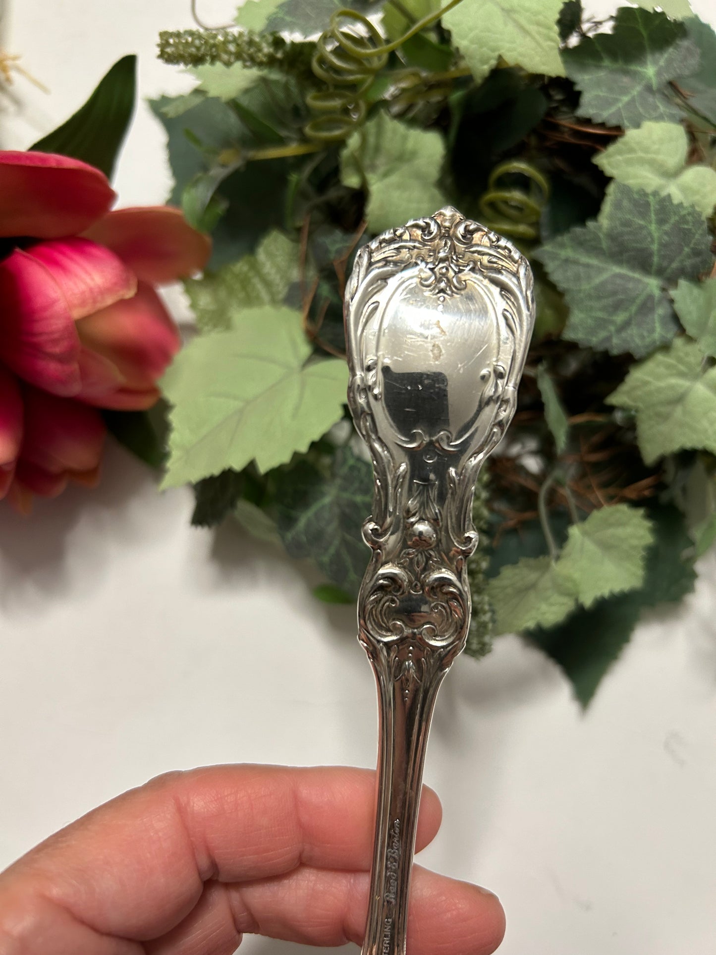 Reed and Barton Pierced Sterling Serving Spoon