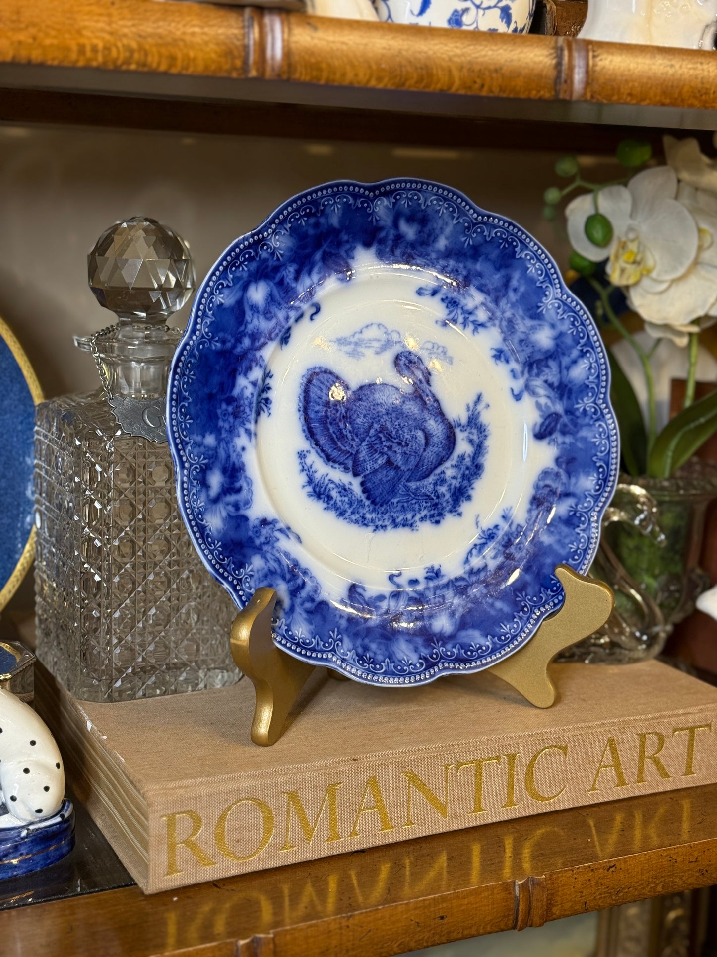 Antique Wedgwood Clytie Turkey Flow Blue Transferware Plate | 10” | English C. 1890