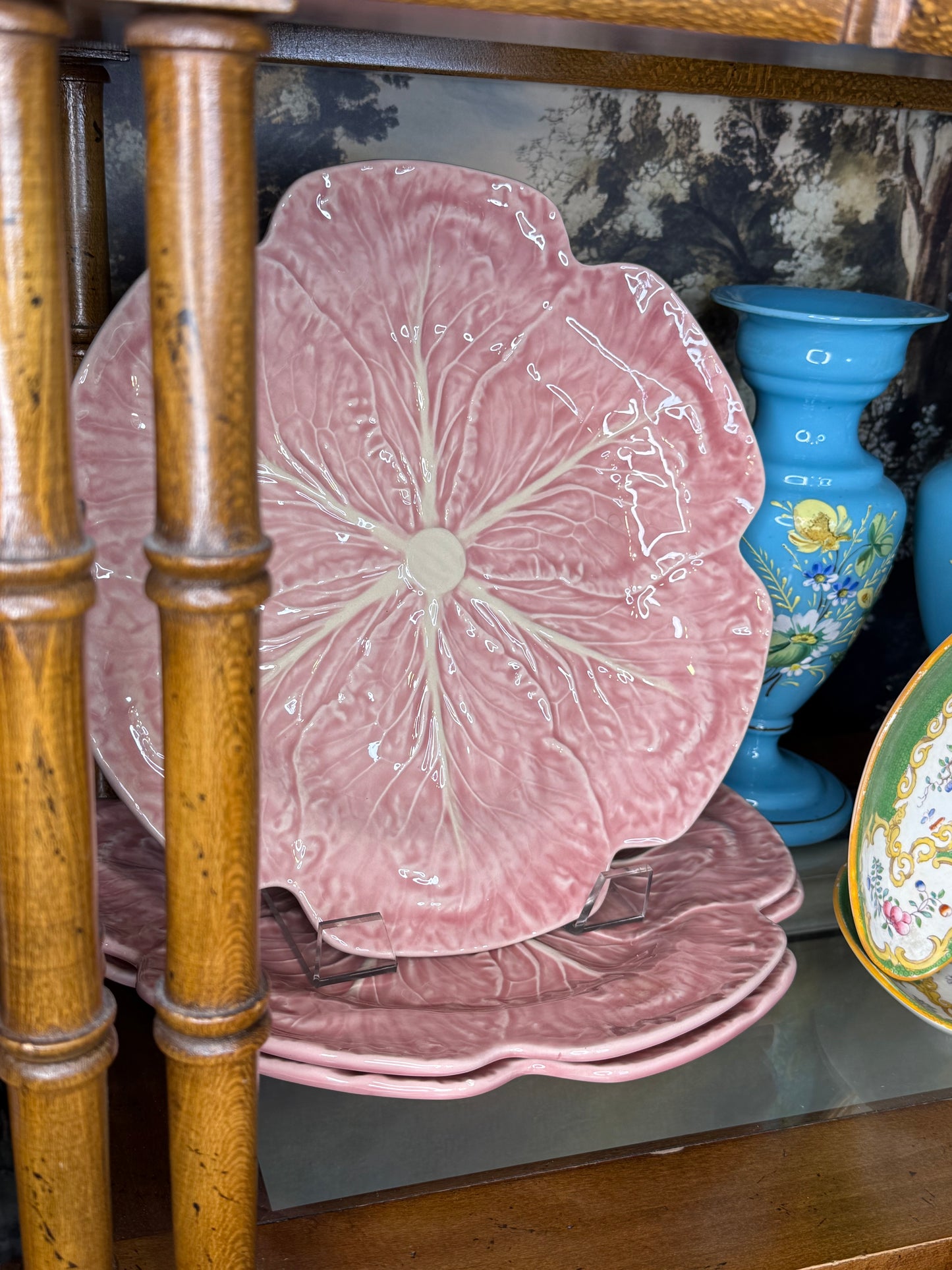 Bordallo Pinheiro Pink Cabbage Charger Plates | Set of 3 | Portugal | 12”