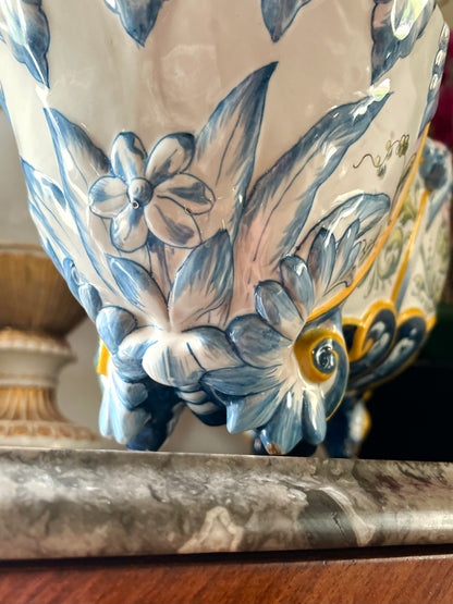 Live 06/22 Antique Ginori Renaissance Revival Majolica Vasque | Italian Faience Centerpiece