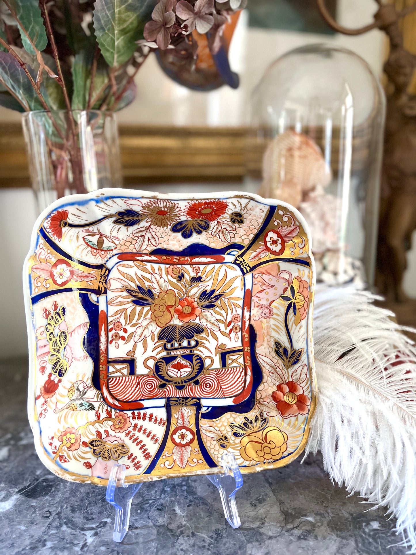 Coalport Porcelain Square Dish, Circa 1805 — Japan Pattern, Georgian Period