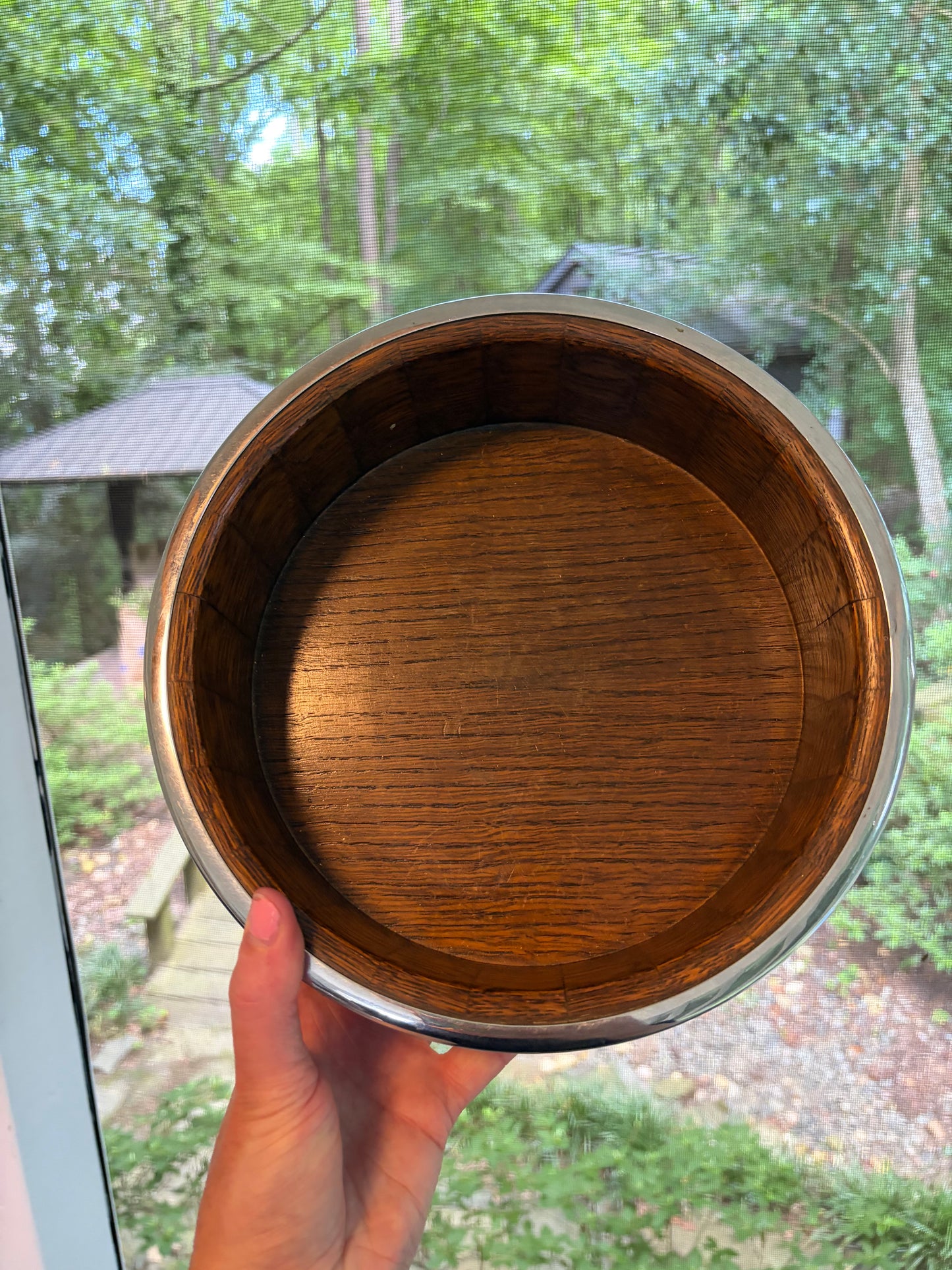 RESERVED - YVONNE - Stunning English oak bowl with shield and lion handles!