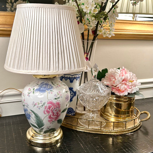 Fabulous floral vintage ginger jar lamp with shade