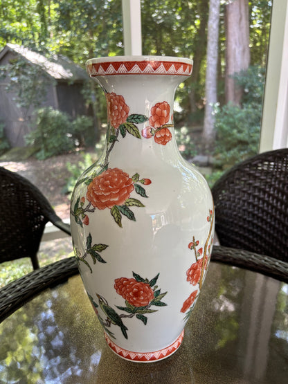 Beautiful 14.5” tall floral and bird vase!