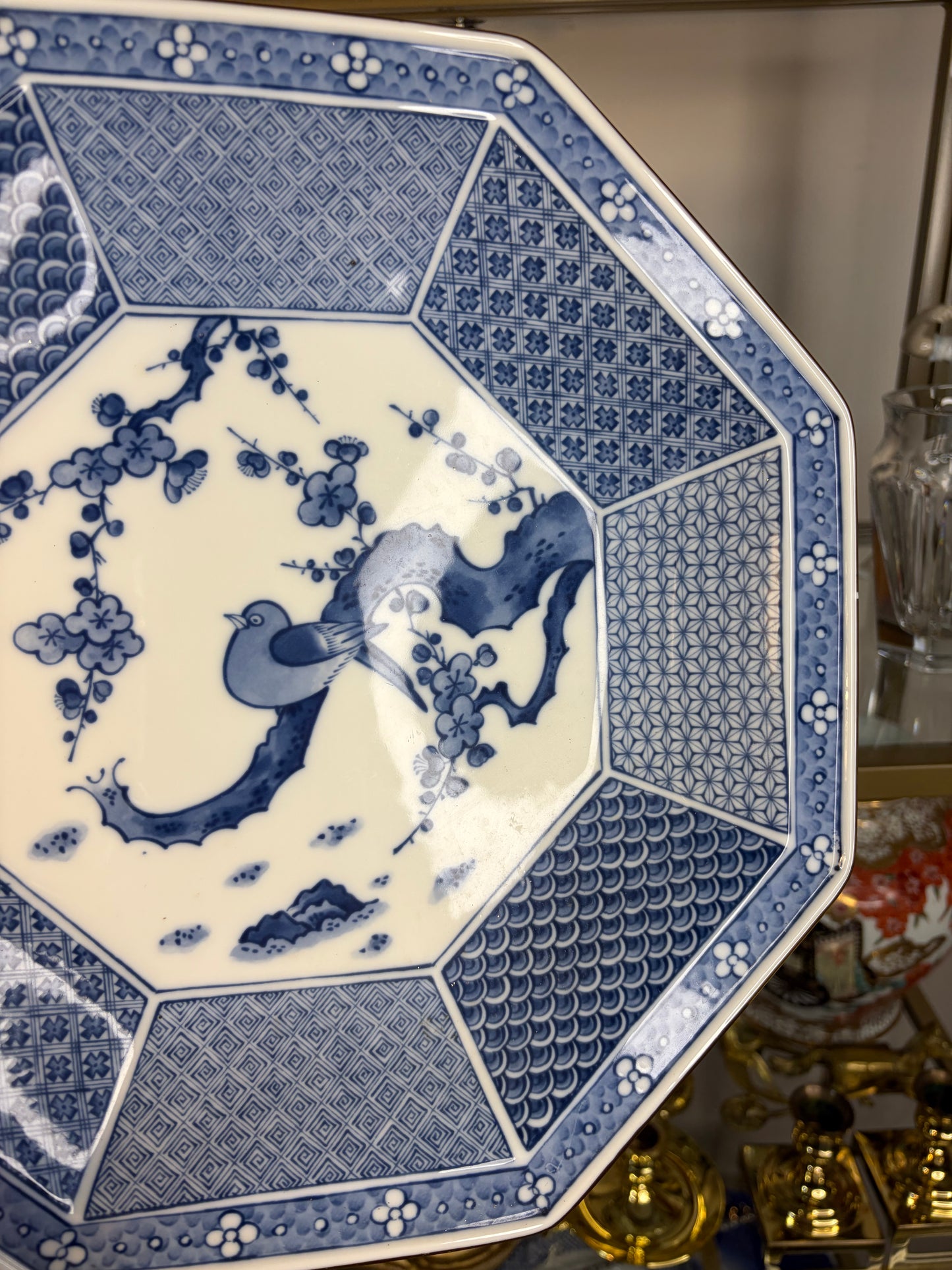 Beautiful Tiffany & Co. blue and white octagon bird platter!