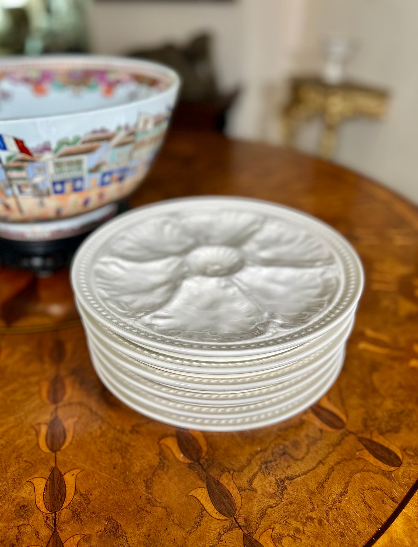 Vintage Gien France White Faience Oyster Plate | Circa 1960s