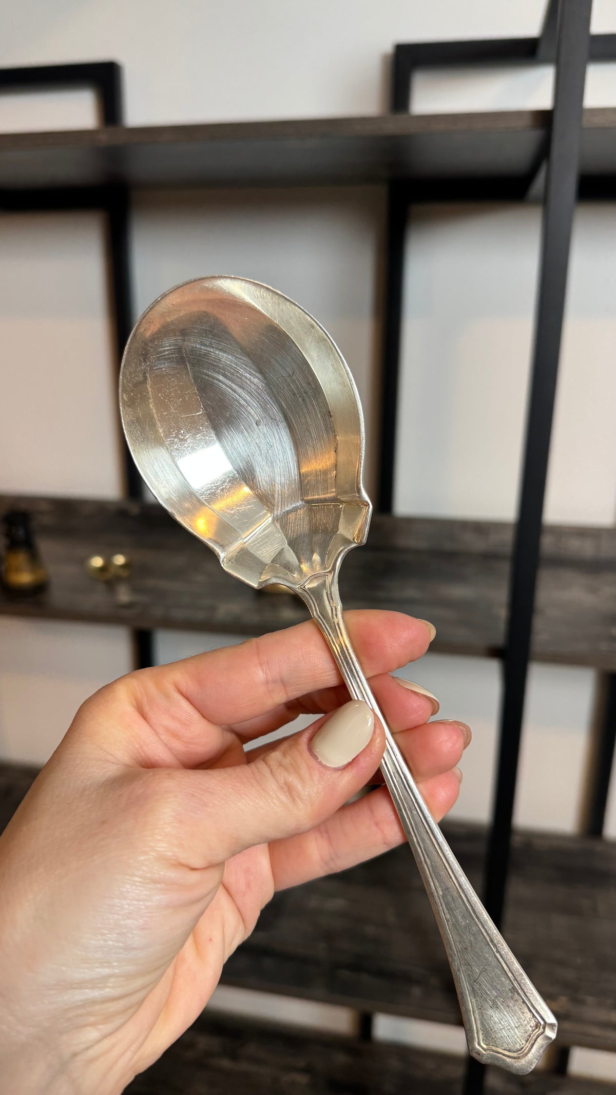 Antique R. Wallace & Sons Sterling Silver Serving Spoon 8 1/2"L ~ 87 Grams ~