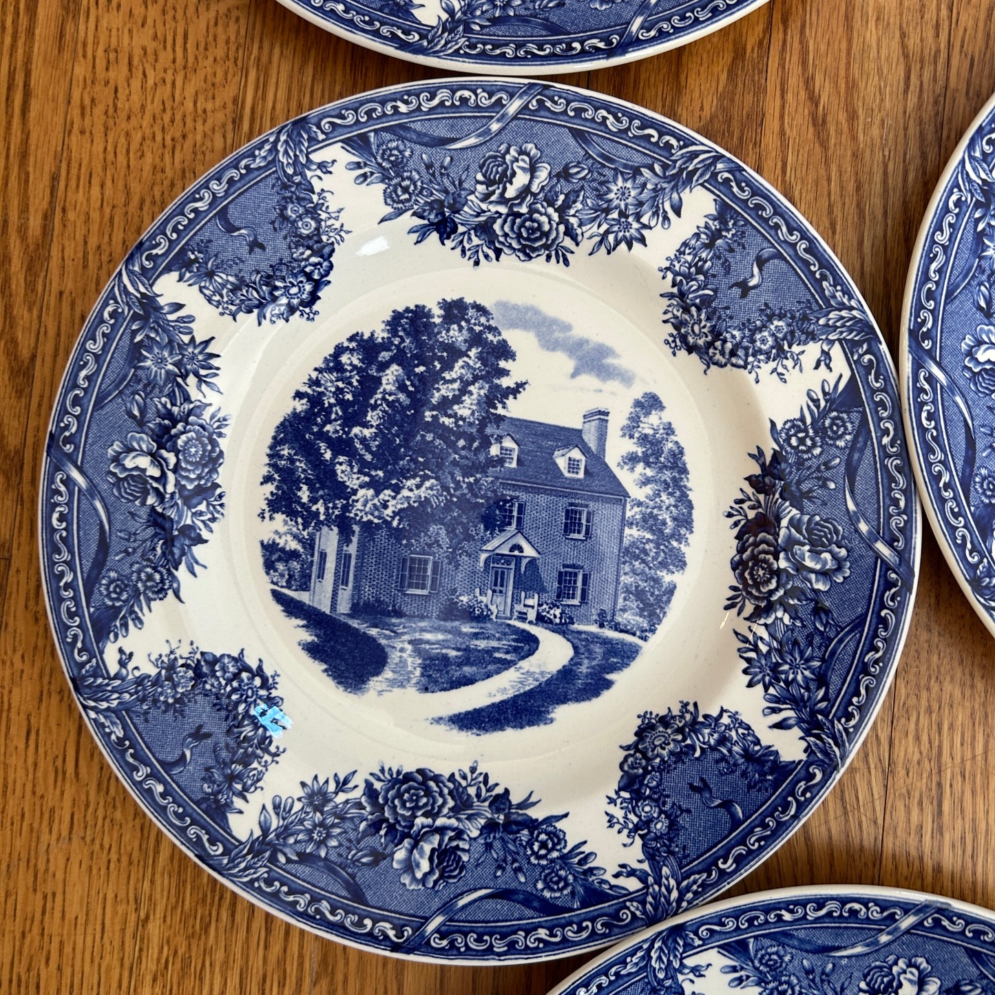 Stunning SET OF 8 WEDGWOOD SALEM COLLEGE BLUE 10.5d  PLATES ETRURIA