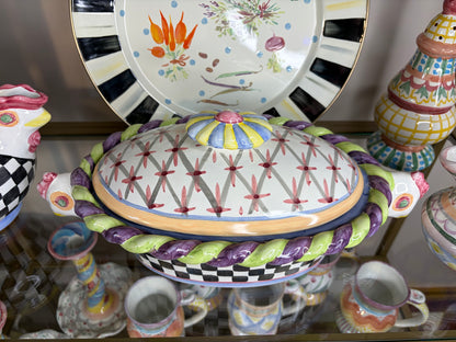 Mackenzie-Childs Piccadilly Chicken 15” casserole dish with lid!