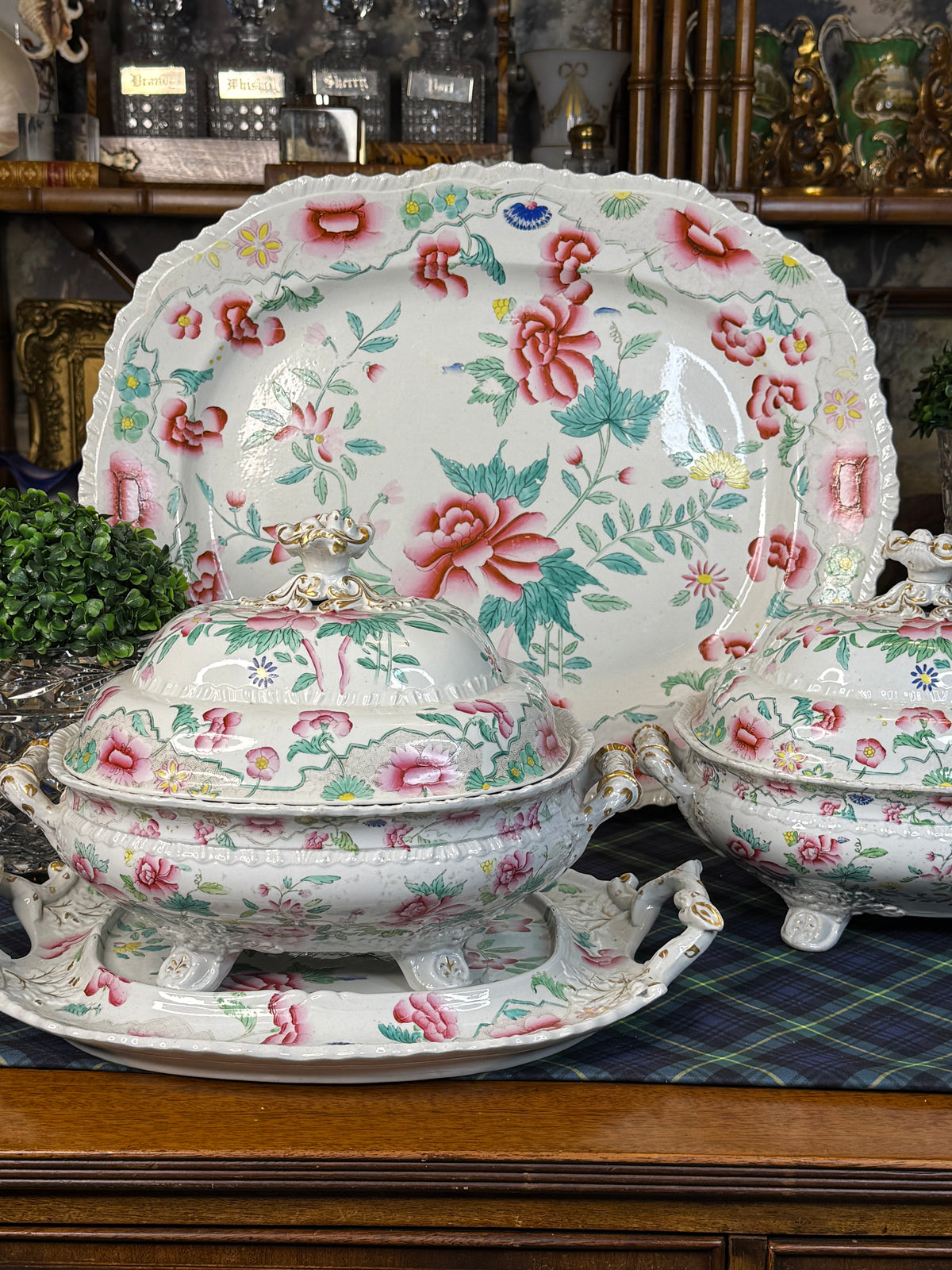 Antique Hicks & Meigh Stone China 6-Piece Tureen & Platter Serving Set | English Staffordshire | Circa 1820
