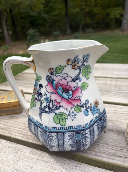 Antique Keeling and Co. Pitcher with florals and birds! Circa 1910- 1930