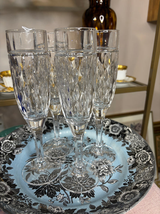 Reserved! Stunning Ralph Lauren Ascot champagne flutes set of 4!