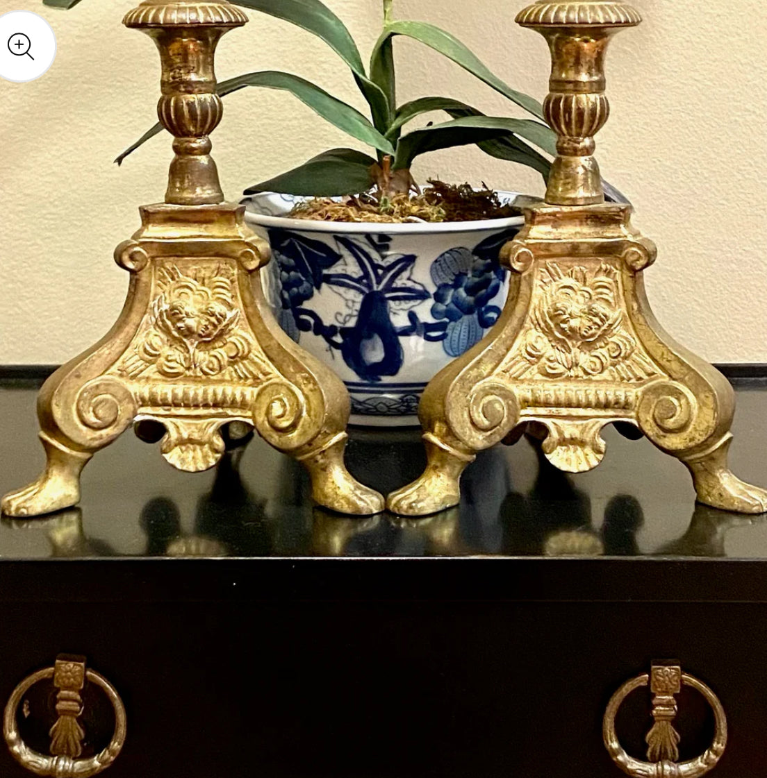 Spectacular pair of Brass claw leg chippendale candle holders