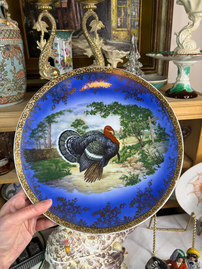 Bavarian turkey platter with cobalt and gold hues!