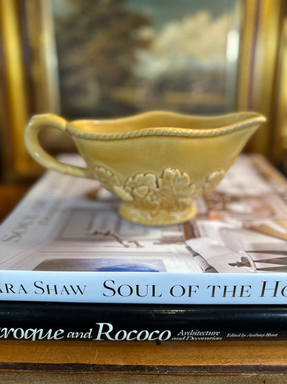 Vintage Bordallo Pinheiro "Oak Leaf Gold" Gravy Boat, 8"