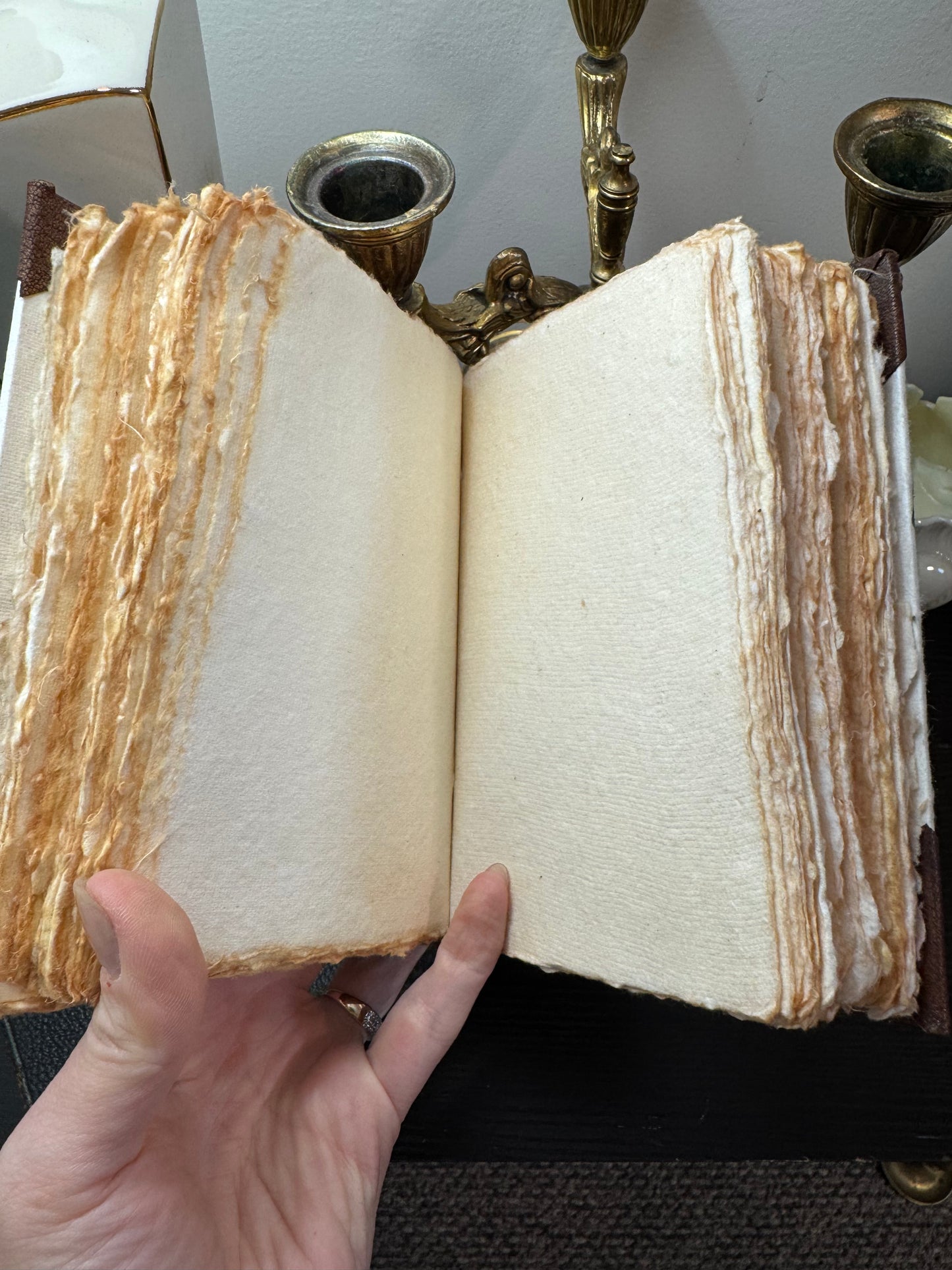 Original art hand made, hand painted leather bound journal 6x8”