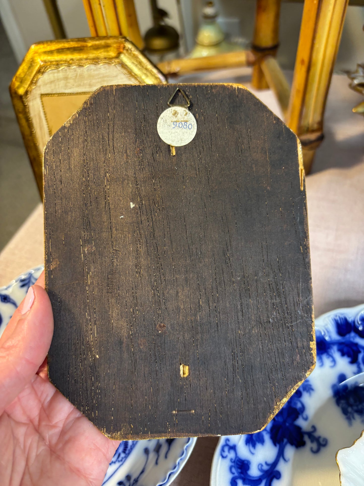 Reserved! Beautiful Florentine floral plaques pair!