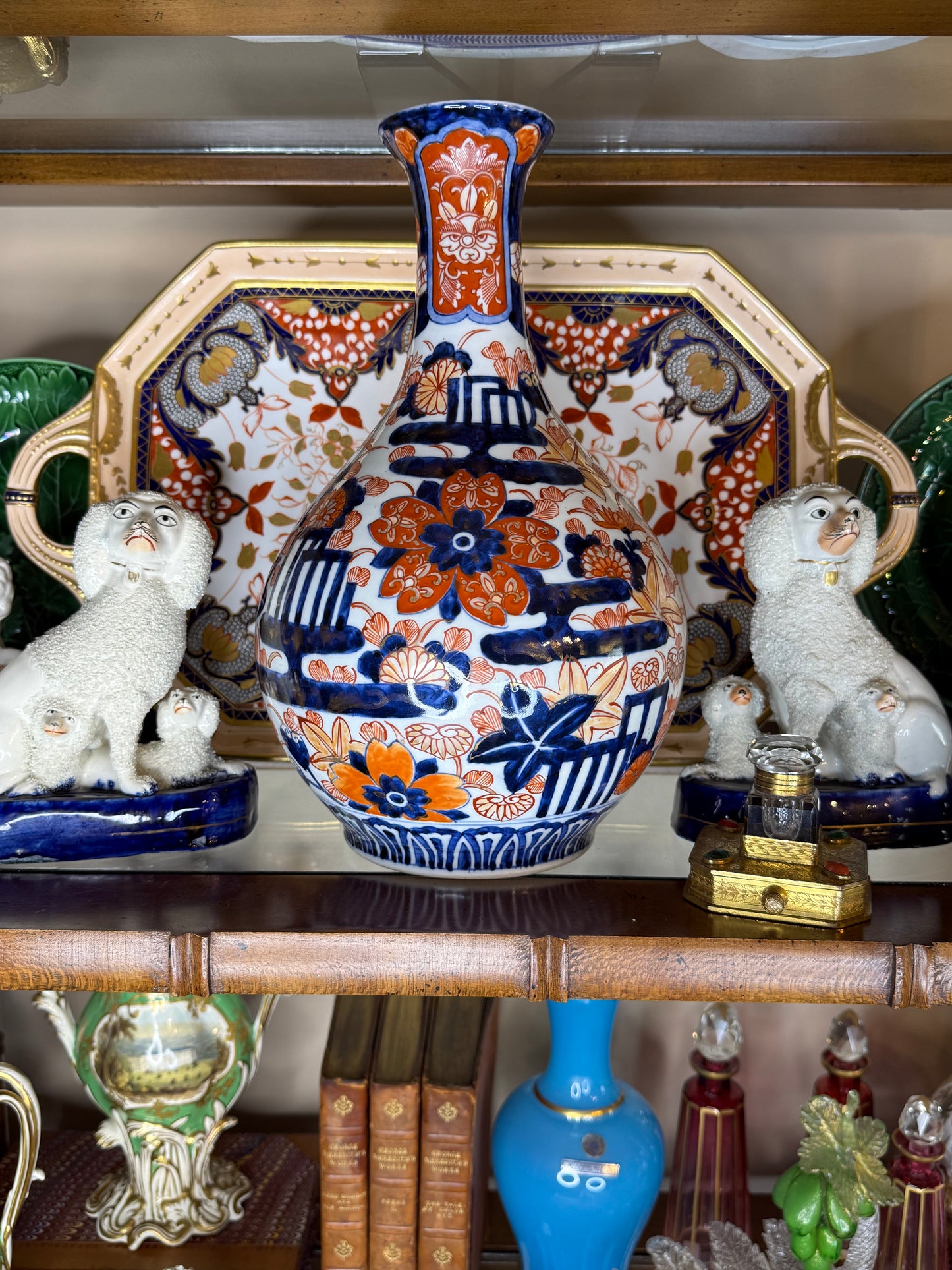 Large Antique Imari Vase | Red, Cobalt Blue & White | 12.75"H x 24.5" Circumference | Style DA4443