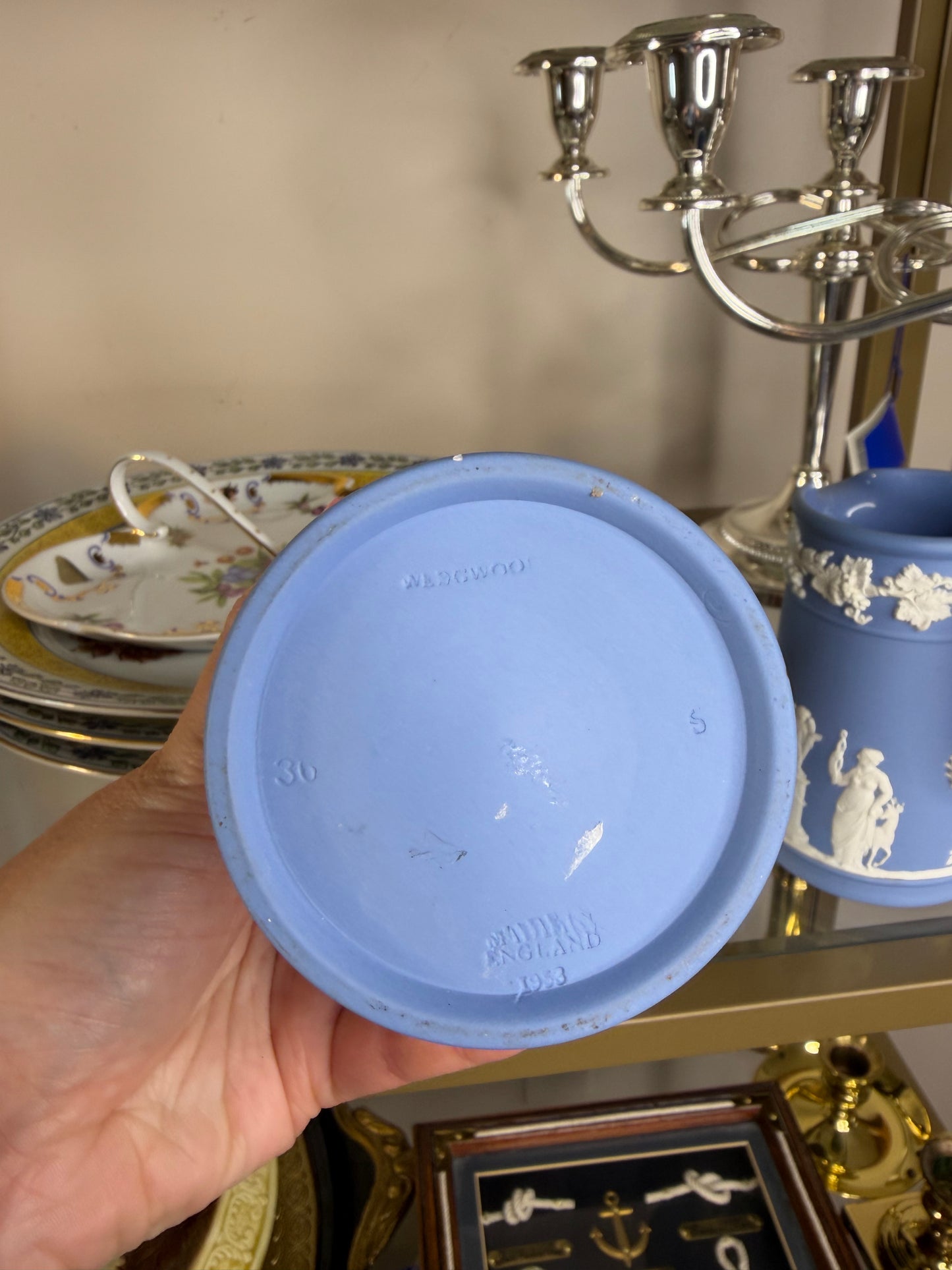 Wedgwood Jasperware small pitcher with rope design handle! Two available; sold separately!