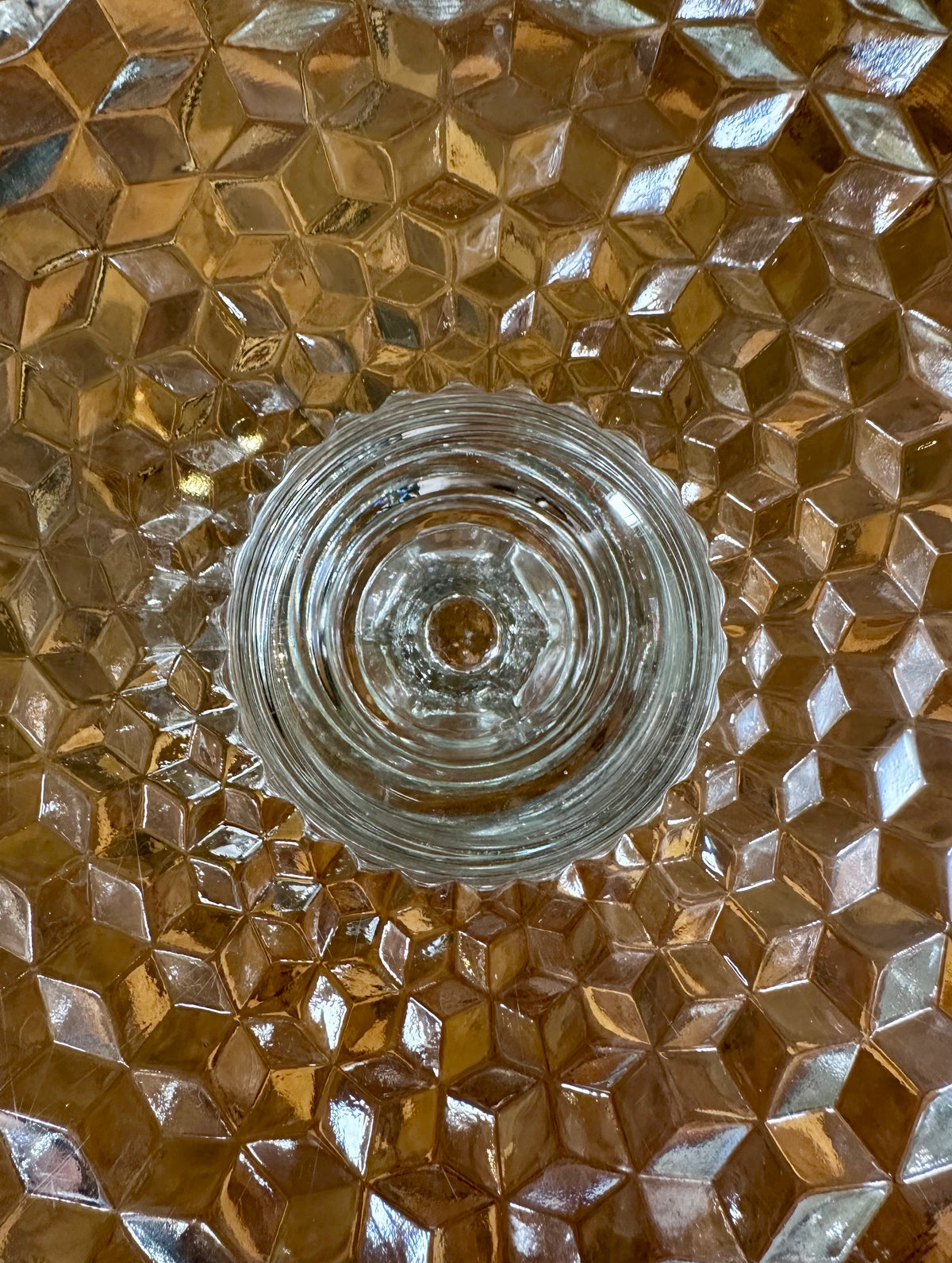 Vintage Fostoria American Crystal Pedestal Cake Stand | No. 2056 | 10” Round with Rum Well