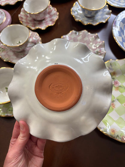 Vintage Mackenzie Childs Sweet Pea Fluted plates pair!