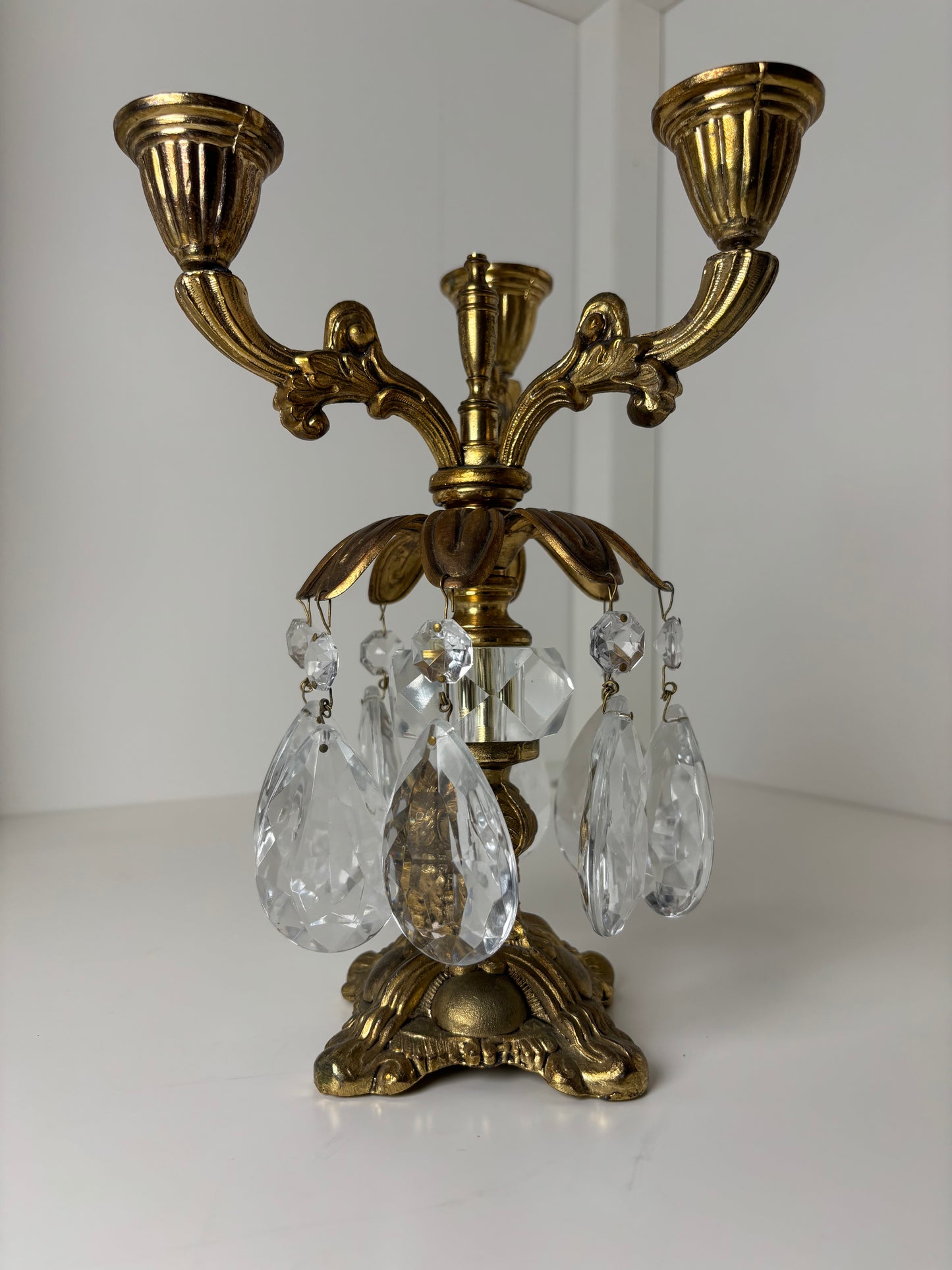 Live 09/01 brass candelabra with glass beads